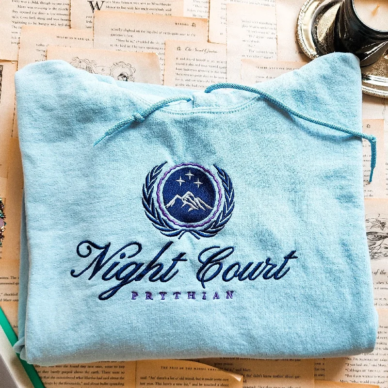 hoodie with ribbed cuffs -Night Court Embroidered Hoodie