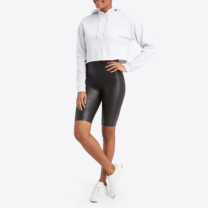 white linen shorts for summer -Spanx Faux Leather Biker Short