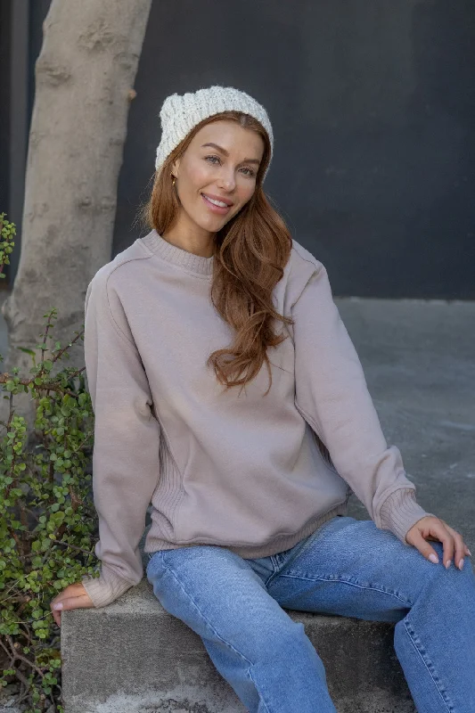 sweatshirts for lounging -Taupe Fleece French Terry Sweatshirt