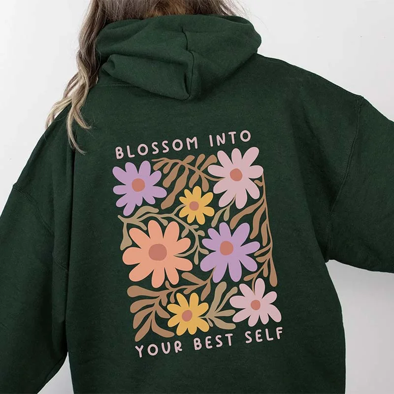 dusty rose hoodie -Aesthetic Blossom Into Your Best Self Hoodie