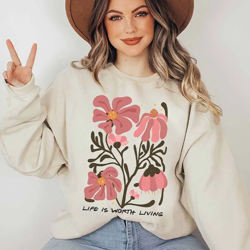 charcoal sweatshirts dark -Wildflower Retro Floral Mama Sweatshirt