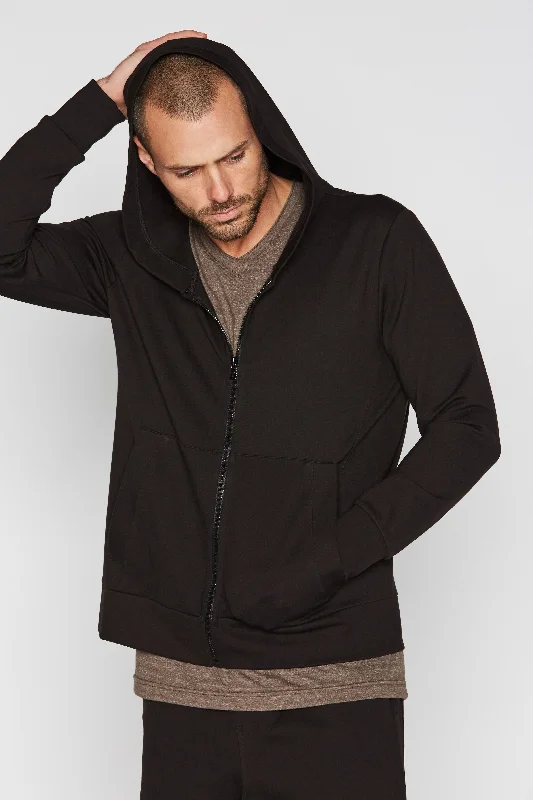 hoodie with side hem -Men's Performance Ponte Zip Front Hoodie