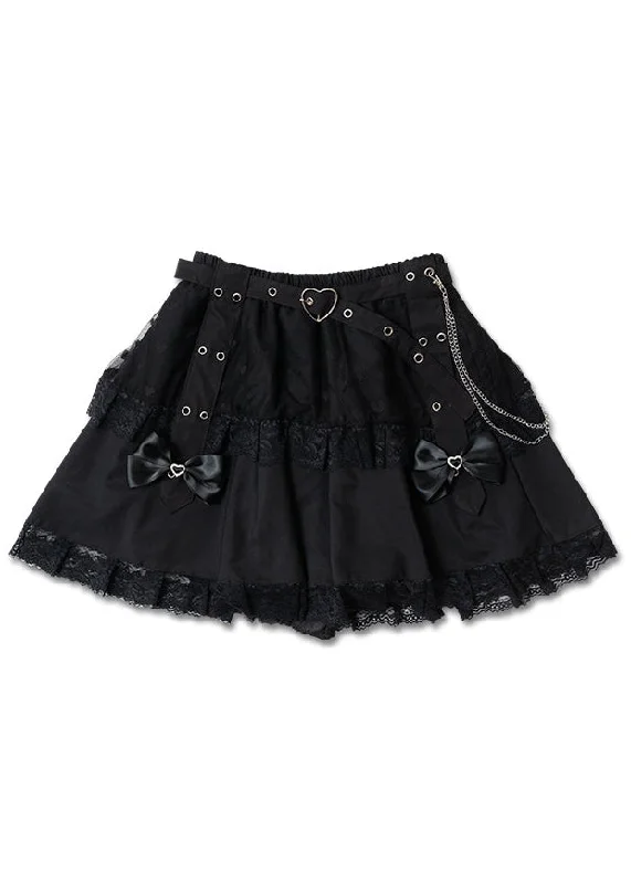 black A-line skirts timeless -Love Punk Black Lolita Mini Skirt