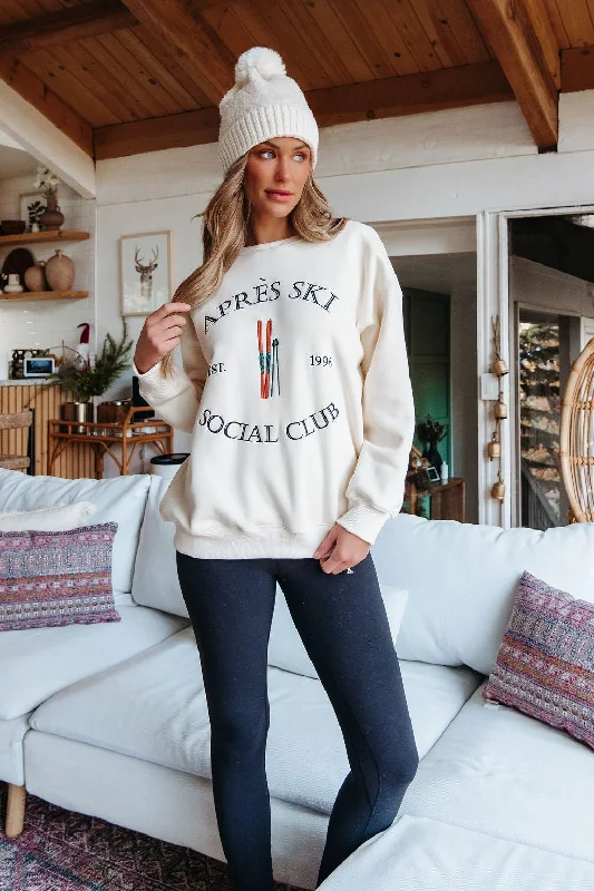 sweatshirts with stripes -Cream Apres Ski Graphic Sweatshirt