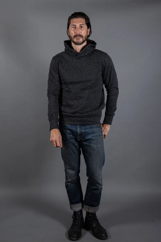 charcoal fleece hoodie -Spencer Herringbone Kangaroo Hoodie