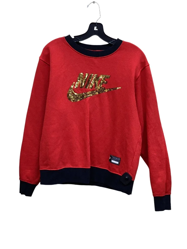 sweatshirts for warm layering -Athletic Sweatshirt Crewneck By Nike In Red, Size: S