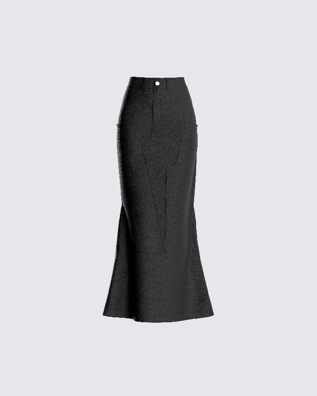 black pencil skirts sleek -Martha Black Twill Maxi Skirt