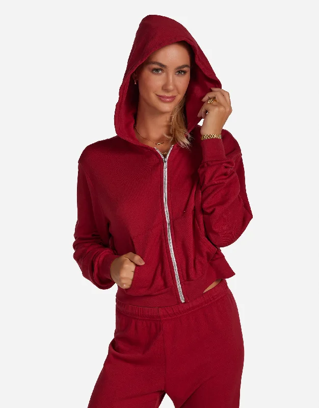 hoodie with ribbed cuffs -Bowman Maroon