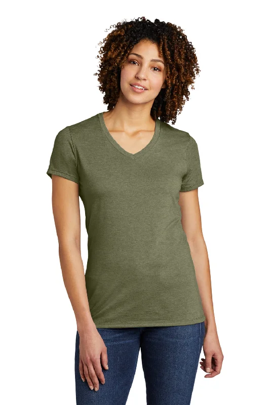 tie-dye crew neck t-shirts artsy -Allmade Womens Short Sleeve V-Neck T-Shirt - Olive You Green