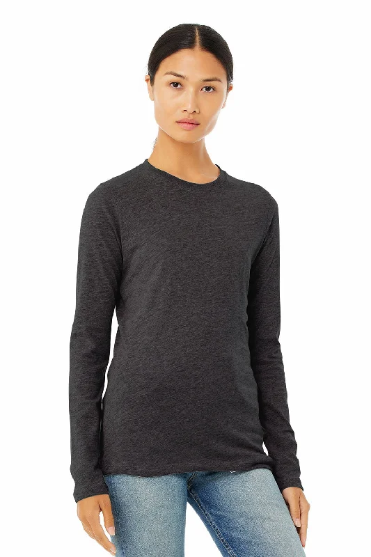 Bella + Canvas Womens Jersey Long Sleeve Crewneck T-Shirt - Heather Dark Grey