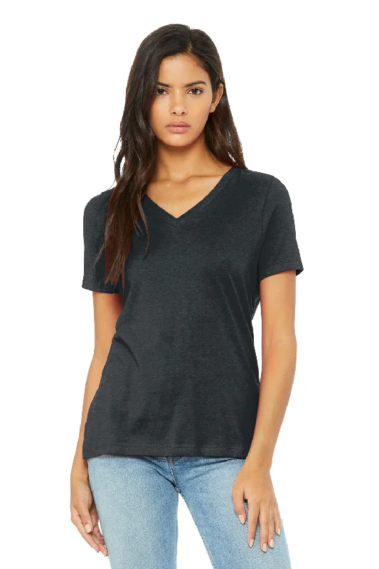 grey oversized t-shirts relaxed -Bella + Canvas Womens CVC Short Sleeve V-Neck T-Shirt - Heather Dark Grey