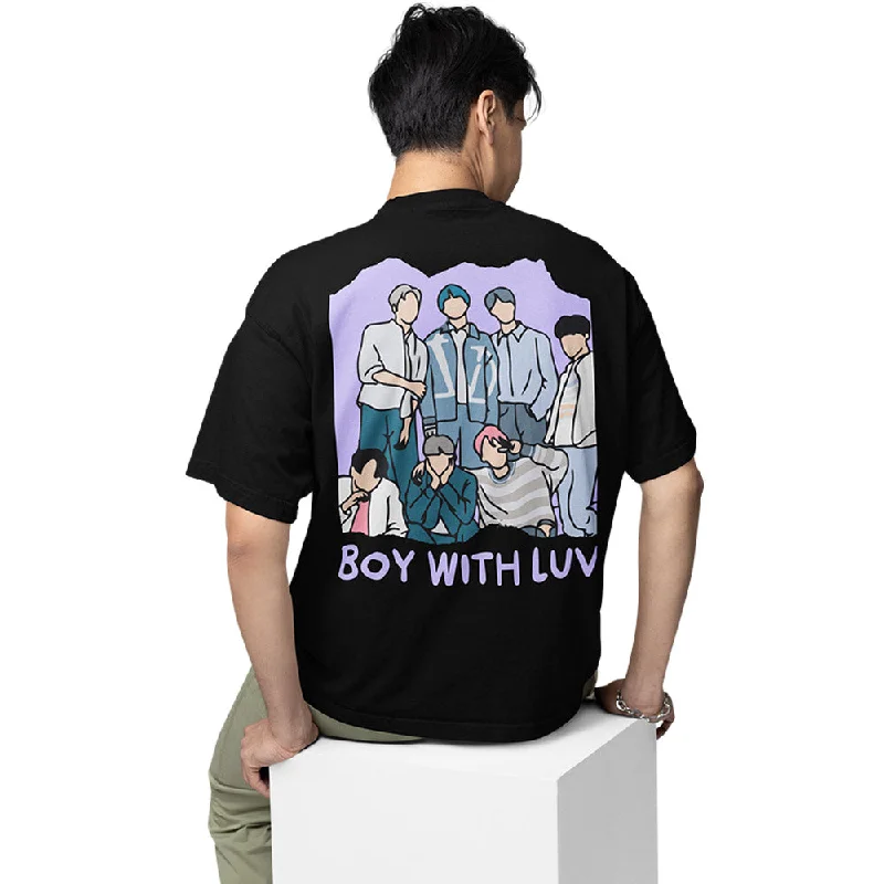 red oversized t-shirts casual -BTS Oversized T shirt - Boy With Luv