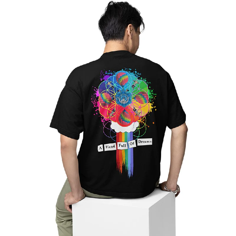 tie-dye crew neck t-shirts artsy -Coldplay Oversized T shirt - A Head Full Of Dreams Art