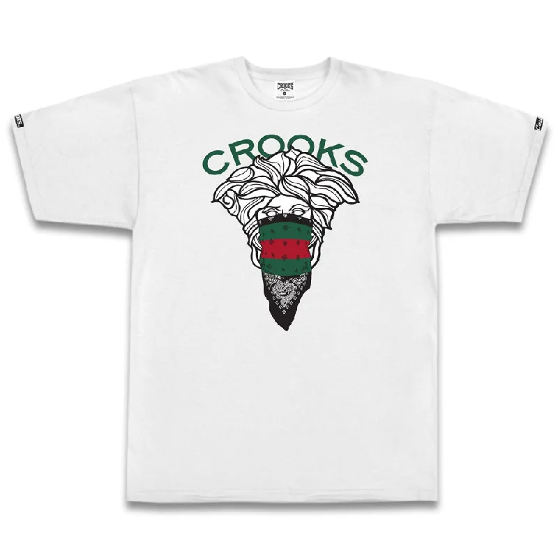 white crew neck t-shirts simple -Crooks & Castles Old Bandito T-shirt White