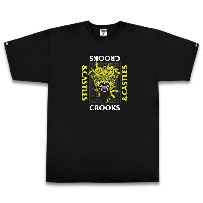 green graphic t-shirts earthy -Crooks & Castles Skull Medusa T-shirt Black