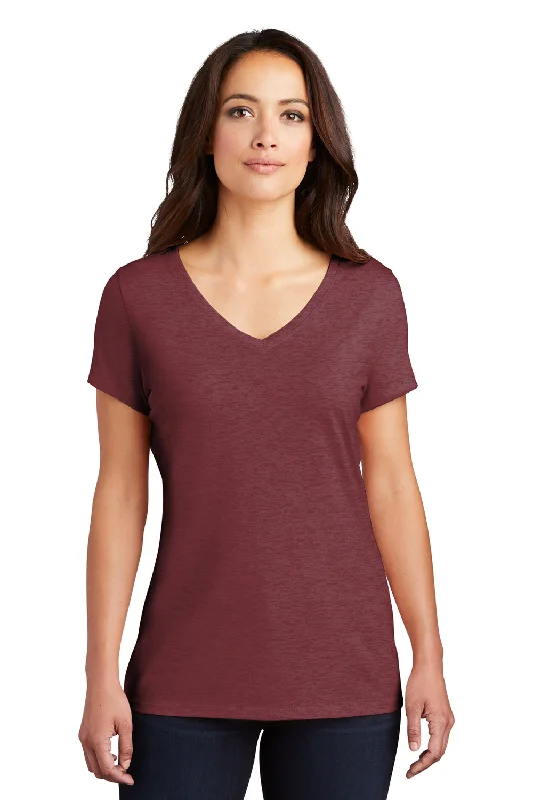 blue oversized t-shirts casual -District Womens Perfect Tri Short Sleeve V-Neck T-Shirt - Maroon Frost