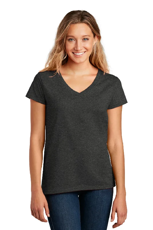 grey polo t-shirts versatile -District Womens Re-Tee Short Sleeve V-Neck T-Shirt - Heather Charcoal Grey