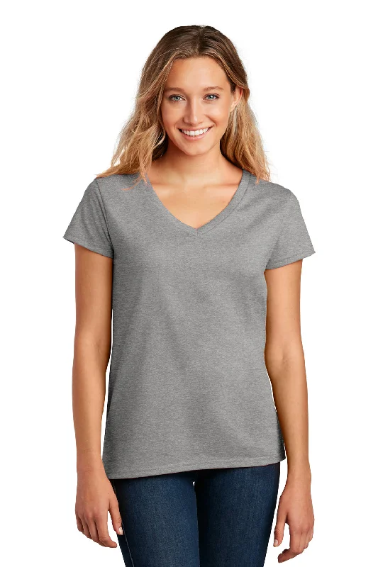 blue oversized t-shirts loose -District Womens Re-Tee Short Sleeve V-Neck T-Shirt - Heather Light Grey