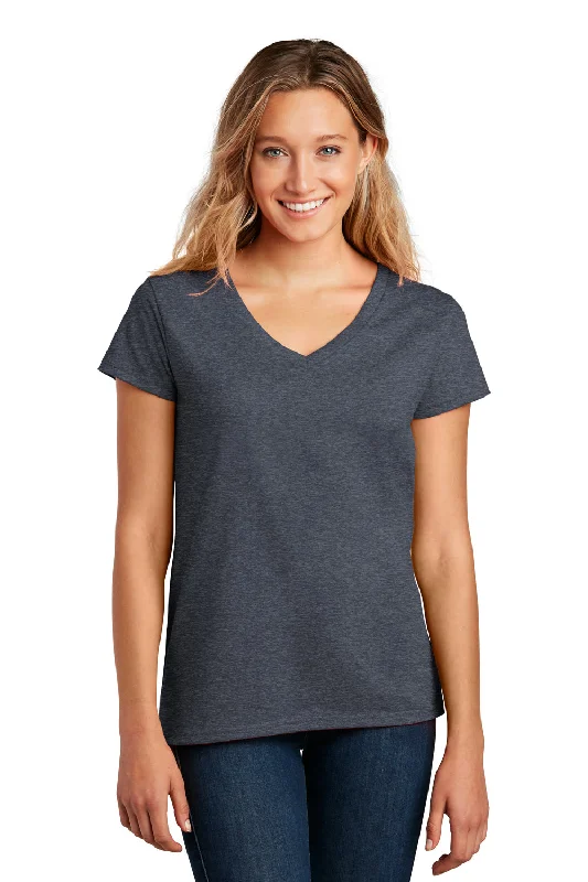 grey oversized t-shirts relaxed -District Womens Re-Tee Short Sleeve V-Neck T-Shirt - Heather Navy Blue