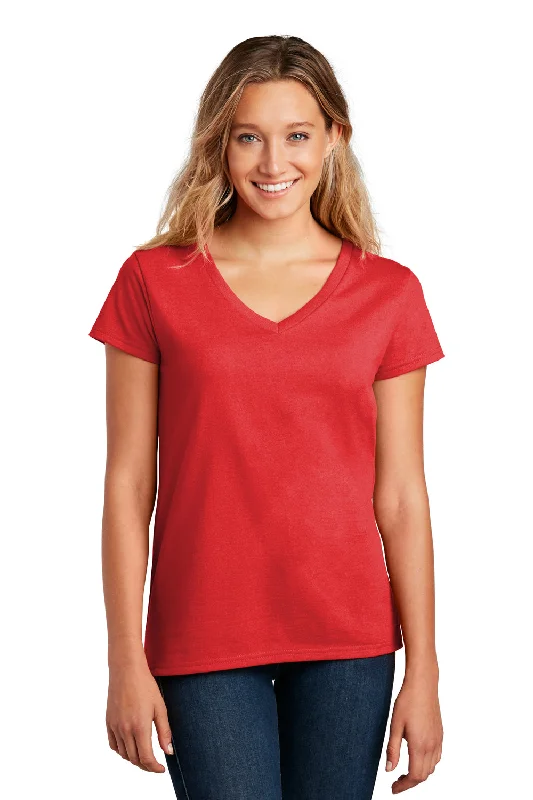 grey long sleeve t-shirts neutral -District Womens Re-Tee Short Sleeve V-Neck T-Shirt - Ruby Red