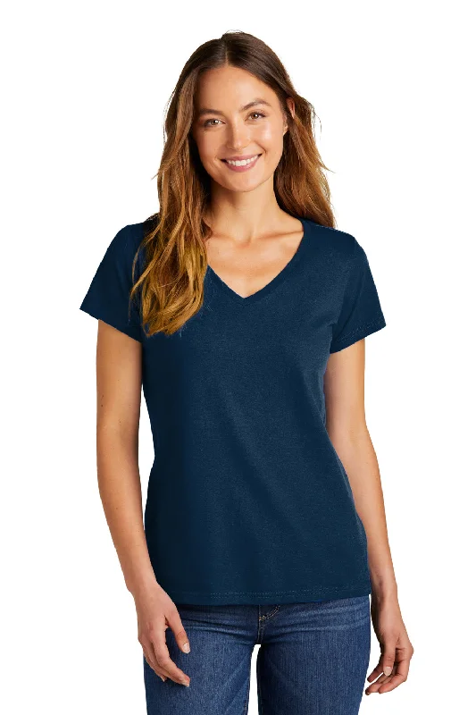 grey slim fit t-shirts sleek -District Womens The Concert Short Sleeve V-Neck T-Shirt - New Navy Blue