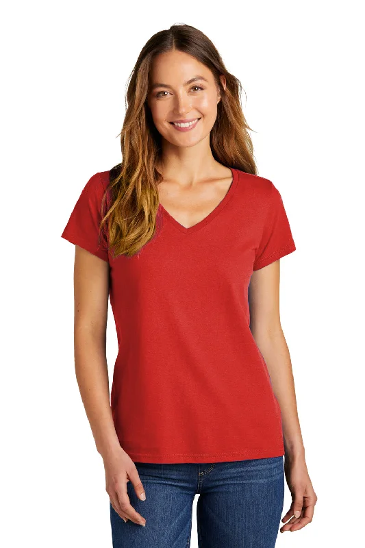 grey long sleeve t-shirts cozy -District Womens The Concert Short Sleeve V-Neck T-Shirt - New Red