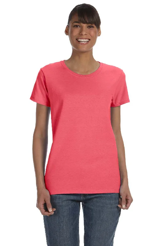 black graphic t-shirts edgy -Gildan Womens Short Sleeve Crewneck T-Shirt - Coral Silk