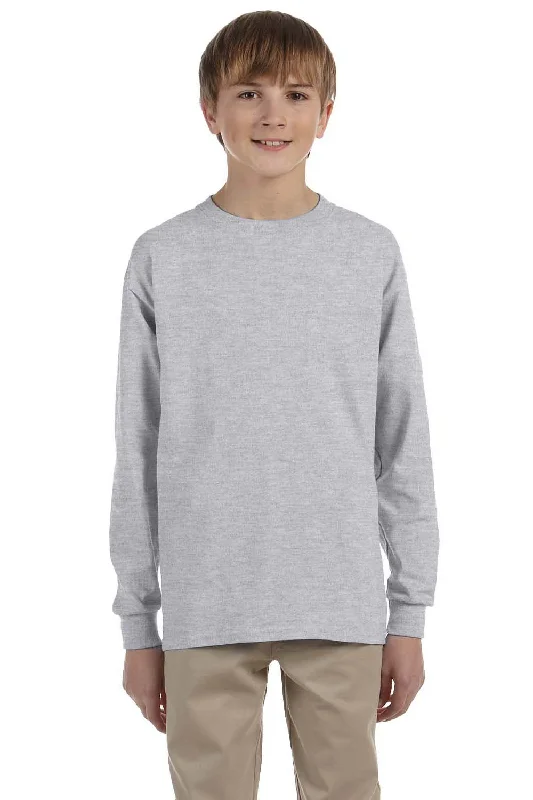 Jerzees Youth Dri-Power Moisture Wicking Long Sleeve Crewneck T-Shirt - Oxford Grey