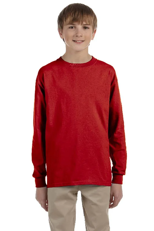 Jerzees Youth Dri-Power Moisture Wicking Long Sleeve Crewneck T-Shirt - True Red