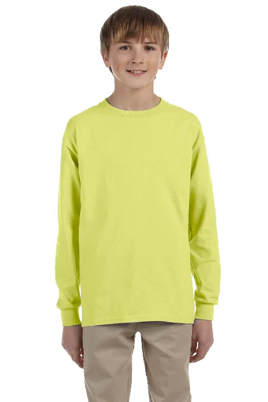 Jerzees Youth Dri-Power Moisture Wicking Long Sleeve Crewneck T-Shirt - Safety Green