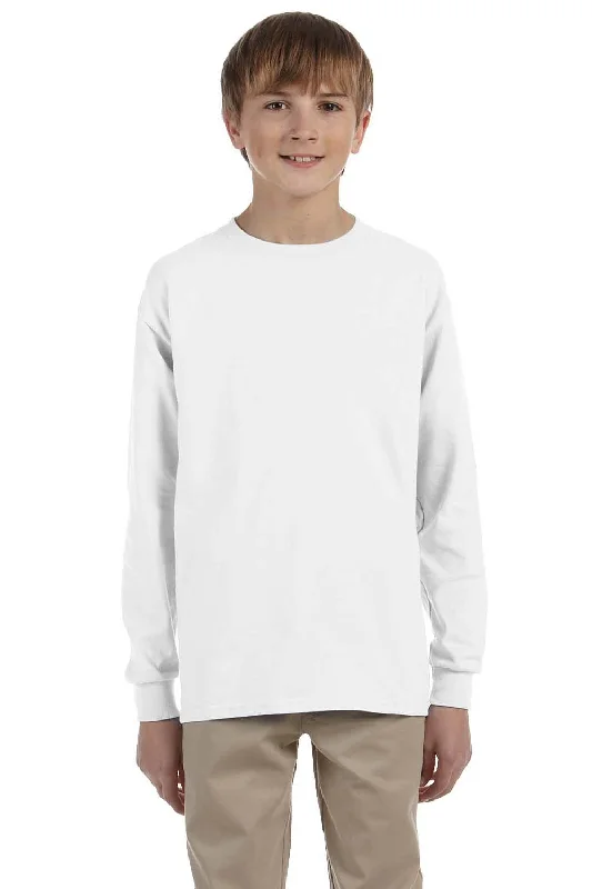 Jerzees Youth Dri-Power Moisture Wicking Long Sleeve Crewneck T-Shirt - White