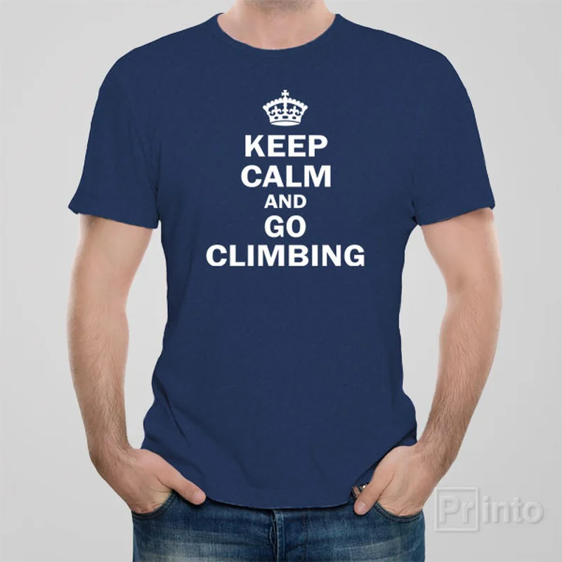 custom text t-shirts fun -Keep calm and go climbing - T-shirt