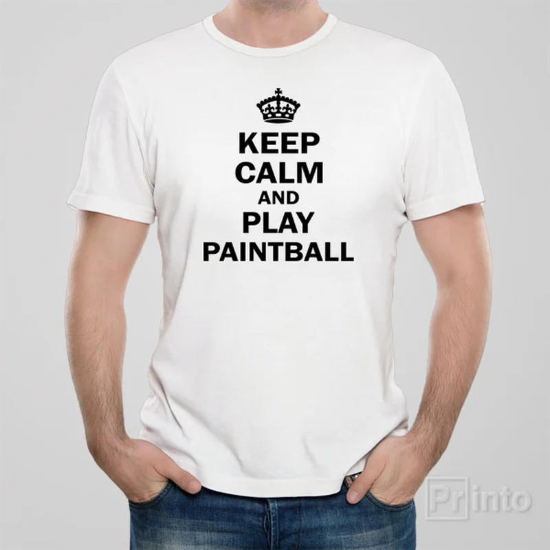 blue crew neck t-shirts cool -Keep calm and play paintball - T-shirt