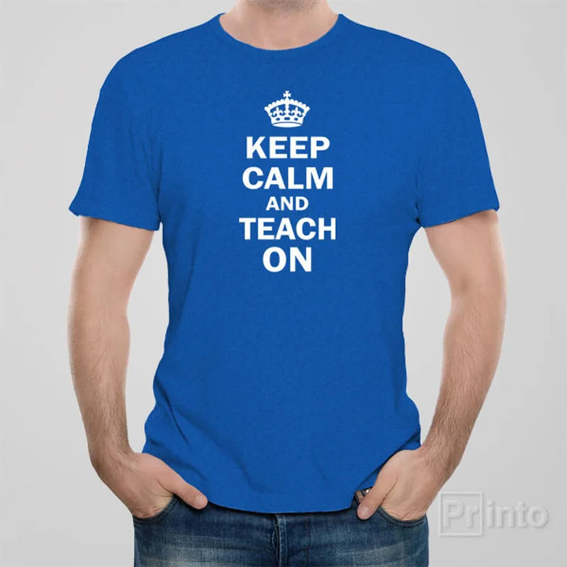 white striped t-shirts preppy -Keep calm and teach on - T-shirt