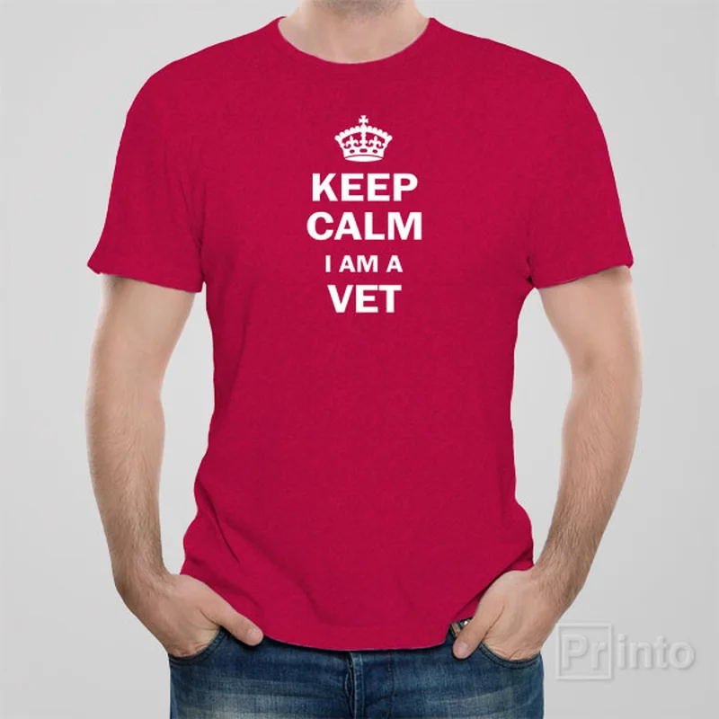 green slim fit t-shirts sleek -Keep calm I am a Vet - T-shirt