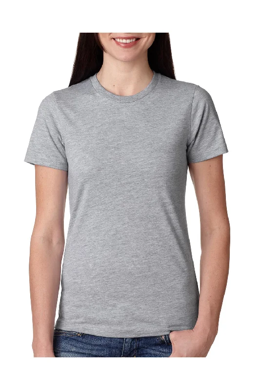 cropped t-shirts for women -Next Level Womens Boyfriend Fine Jersey Short Sleeve Crewneck T-Shirt - Heather Grey