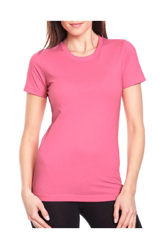 quick-dry t-shirts for hiking -Next Level Womens Boyfriend Fine Jersey Short Sleeve Crewneck T-Shirt - Hot Pink