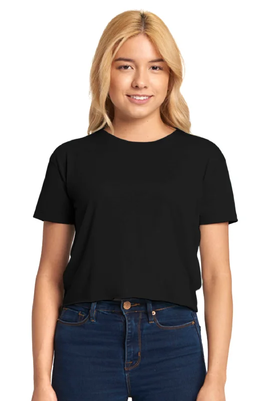 short sleeve t-shirts for summer -Next Level Womens Festival Cali Crop Short Sleeve Crewneck T-Shirt - Black