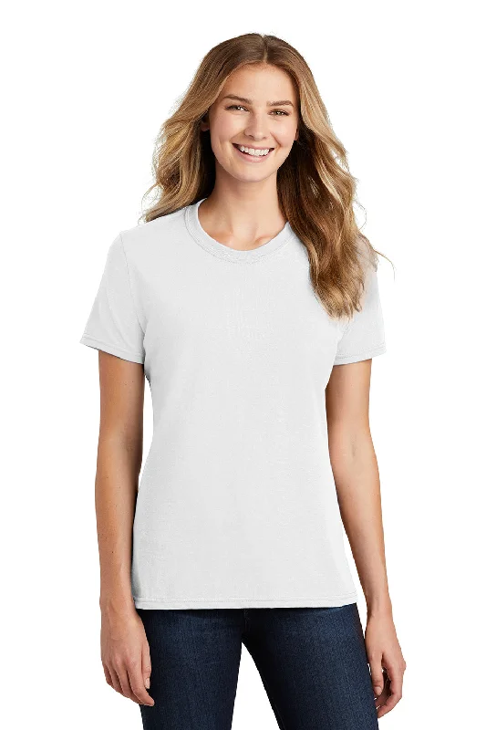 tie-dye crew neck t-shirts artsy -Port & Company Womens Core Short Sleeve Crewneck T-Shirt - White