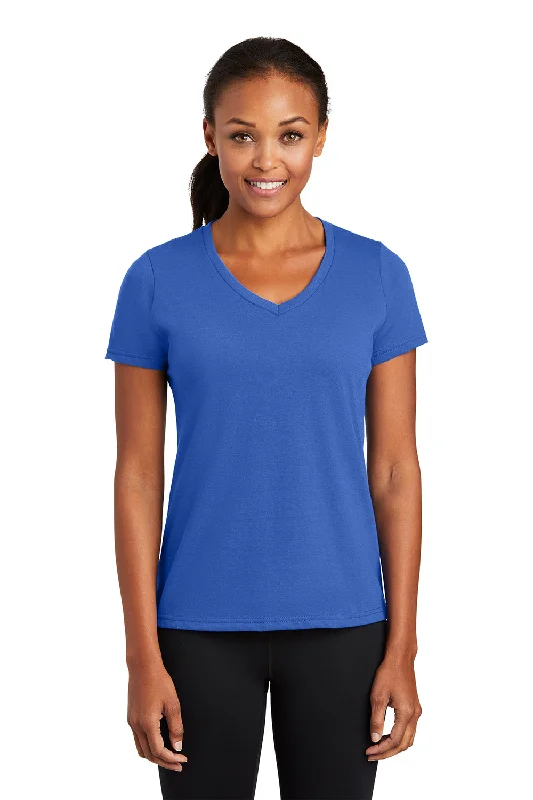 funny slogan t-shirts witty -Port & Company Womens Dry Zone Performance Moisture Wicking Short Sleeve V-Neck T-Shirt - Royal Blue