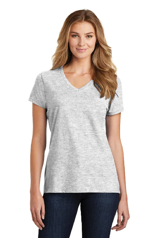 tie-dye short sleeve t-shirts -Port & Company Womens Fan Favorite Short Sleeve V-Neck T-Shirt - Ash Grey - Closeout