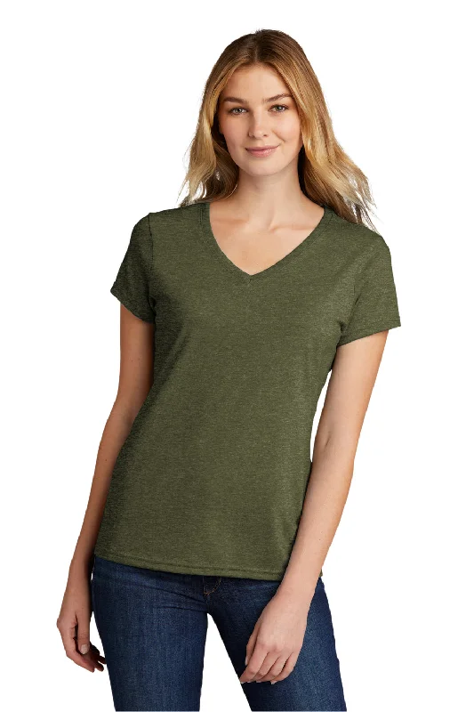 green long sleeve t-shirts forest -Port & Company Womens Short Sleeve V-Neck T-Shirt - Heather Military Green