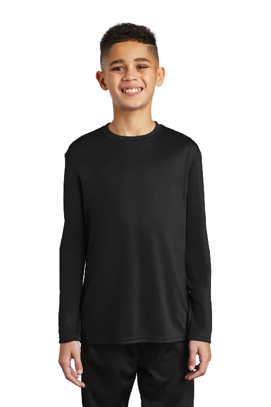 Port & Company Youth Dry Zone Performance Moisture Wicking Long Sleeve Crewneck T-Shirt - Jet Black