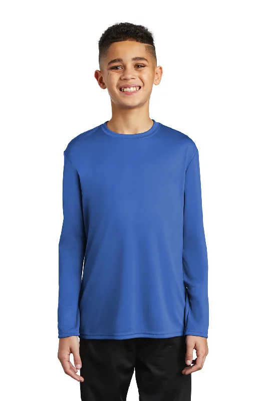 Port & Company Youth Dry Zone Performance Moisture Wicking Long Sleeve Crewneck T-Shirt - Royal Blue - Closeout