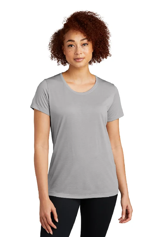 black v-neck t-shirts sharp -Sport-Tek Womens Competitor Moisture Wicking Short Sleeve Scoop Neck T-Shirt - Silver Grey