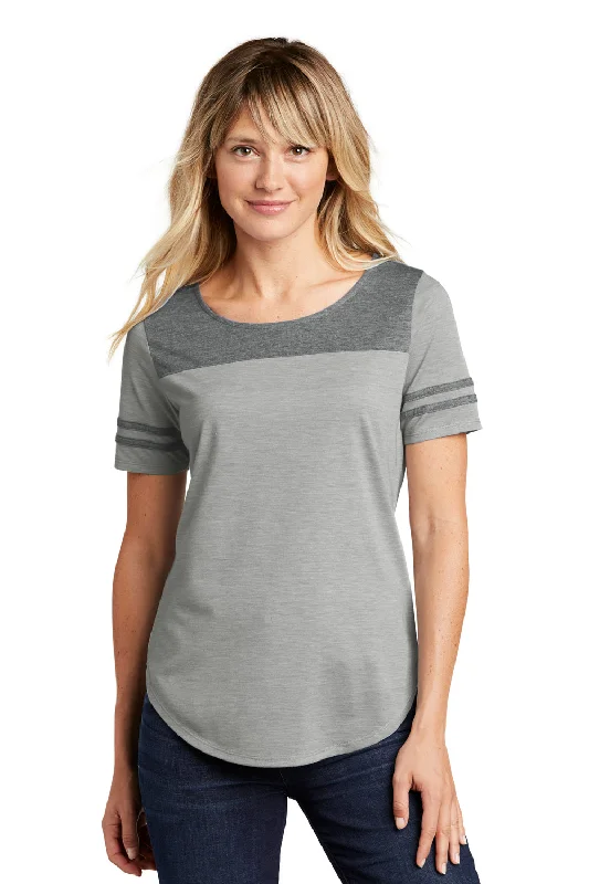 red crew neck t-shirts simple -Sport-Tek Womens Fan Moisture Wicking Short Sleeve Crewneck T-Shirt - Heather Light Grey/Heather Dark Grey