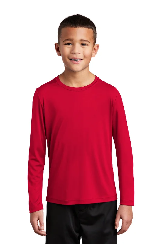 Sport-Tek Youth Moisture Wicking Long Sleeve Crewneck T-Shirt - True Red