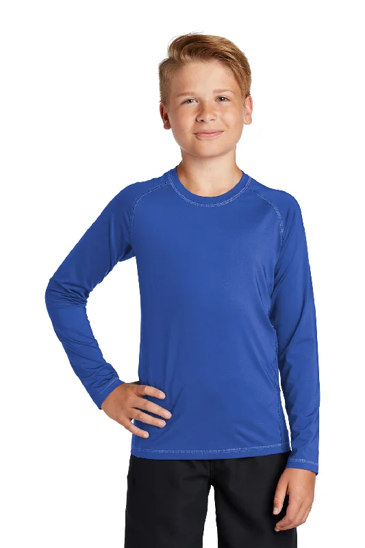 Sport-Tek Youth Rashguard Moisture Wicking Long Sleeve Crewneck T-Shirt - True Royal Blue