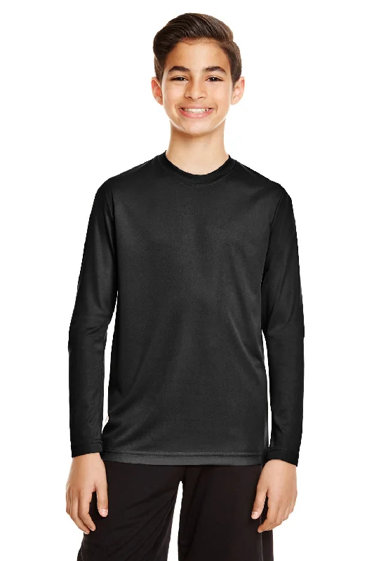 Team 365 Youth Zone Performance Moisture Wicking Long Sleeve Crewneck T-Shirt - Black