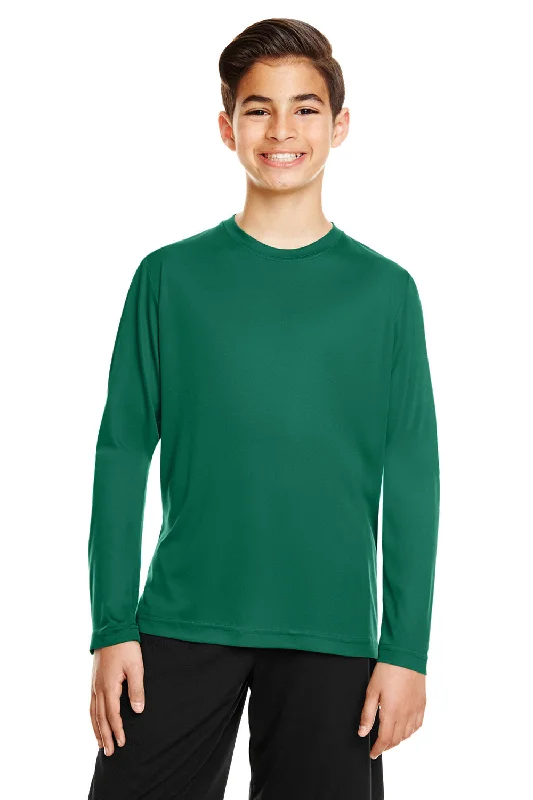 Team 365 Youth Zone Performance Moisture Wicking Long Sleeve Crewneck T-Shirt - Forest Green